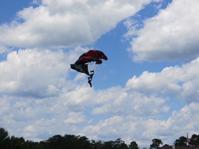 Precision parachute jump during the show